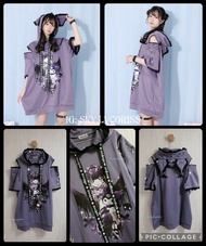 Noemie x Kuromi 地雷系紫黑印花連帽長T onepiece