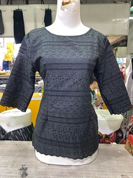 Atasan blus katun bolong warna hitam