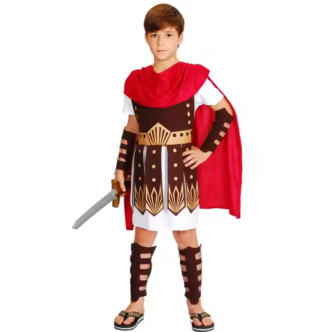 Enfant guerrier romain grec gladiateur Costume garçons chevalier Julius césar Cosplay Halloween fête