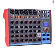 AG-8 Portable 8-Channel Mixing Console Digital Audio Mixer +48V Phantom Power Supports BT/USB/MP3 Connection for Music Recording DJ Network Live Broadcast Karaoke [Tpe1]