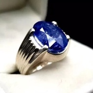 男士藍寶石戒指 男士天然藍寶石戒指 10 克拉以上 男士藍寶石戒指