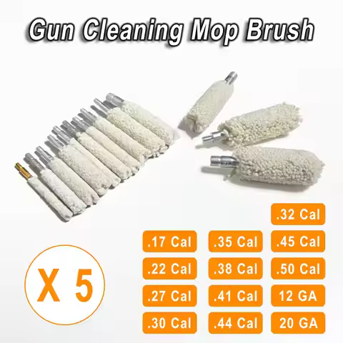 5 Pack Gun Cleaning Cotton Bore Mop,Mop Brush with 8/32 Standard Threads for .17 Cal/.22 Cal/.30 Cal