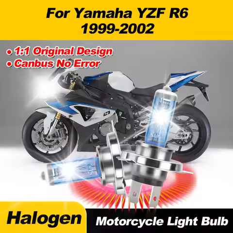2PCS H4 Halogen Headlight Bulbs 6000K Super White Motorcycle Lights 12V Halogen Lamps For Yamaha YZF