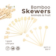 (ESQ) Disposable Bamboo Dessert Skewers with Cute Character Tips Mix