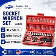 46pcs Ratchet Wrench Spanner Set Chrome Vanadium Socket 46 Tools Box Auto repair tool socket set