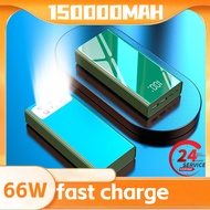150000 mah powerbank 66W PD fast charge 6 LED lights power bank large -capacity outdoor household pr