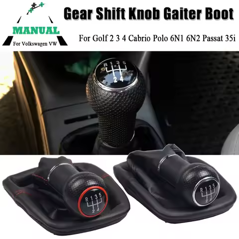 For Volkswagen VW Golf 2 3 4 Cabrio Polo 6N1 6N2 Passat 35i Car 5 Speed Gear Shift Knob Lever Gaiter