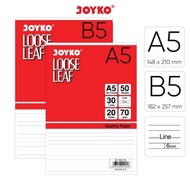 Joyko Loose Leaf A5 B5 50 100 Sheets Paper Book Filling Binder File Paper Stationery A5 Paper Refill