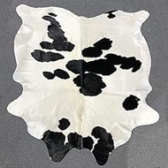 Black and White Cowhide Rug Natural Cow Skin Cow Hide Leather Area Rug Hair On, Large 5 ft X 6 ft Pr