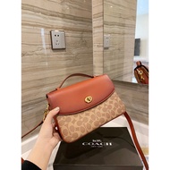 [High quality] AAA high quality COA01/Women's bag sse25 cowhide postman bag C- shaped buckle retro old flower color matching single shoulder crossbody bag handbag all-match bag for women