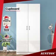 Ready Stock AUNTTON 2 Pintu Doors Layers (Almari Putih Kabinet Kayu Pakaian Baju) Wooden Wardrobe Cabinet / Almari Baju