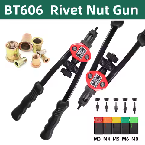BT-606 Riveter Gun Tool Threaded Hand Rivet Nut Gun M3 M4 M5 M6 M8 Manual Double Handle Riveter Tool