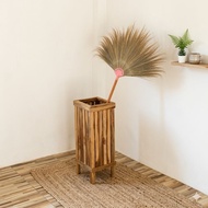 Broom Holder Real Teak Wood Basket Premium Grade Size 23*23*59cm.