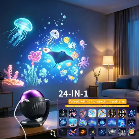 24-in-1 Starry Sky Projector Night Light 7 White Noise Sleep Lamp 60/90Min Timer 180° Adjustable Pro