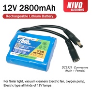 12V 2800mAh Portable Super Rechargeable Lithium-ion Battery Pack DC 12.6V 2.7Ah / DC Male + Female C