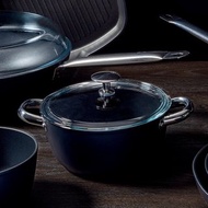 【Sambonet】Midnight Blue 銀離子不沾雙耳湯鍋20cm-星空藍