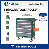 SATA 95121 , 5 Drawer Tool Trolley only , 5-Drawer Roller Cabinet , 50KG, Load 200kg, Size 770(L) x 