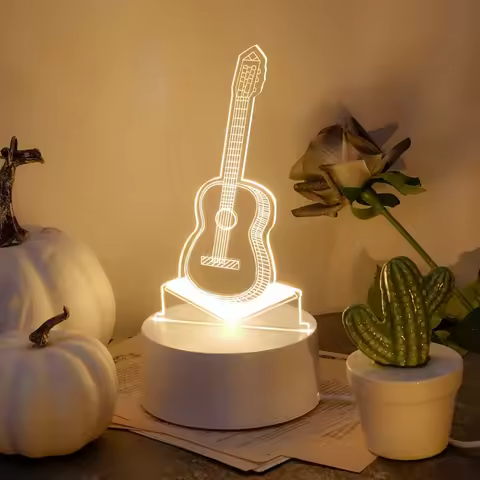 Unique 3D Guitar LED Night Light - Suitable for Bedroom, Living Room, Office - Gift for Music Enthus