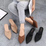 AP Store 5010 Pointed Toe Slippers Low-Heeled Anti-Odor Retro Summer Shoes Women's Beautiful Outings