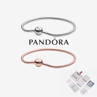 [ส่งจากกรุงเทพ]Pandora แท้ เงิน925 สร้อยข้อมือ กำไล Moments Snake Bracelet ของแท้ 100% Available with pendants and clips P80 One