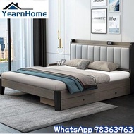 儲物床 床架 bed frame <包送貨 Free Delivery> 單人床架 Queen size 落地床 床頭置物 雙人床 King size 床頭櫃 2米床 單人床  床 bed YHC-2