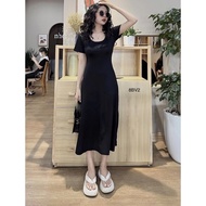 Square neck T-shirt dress, long body - 208bv2 - Denta shop