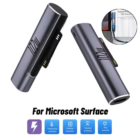 For Microsoft Surface Pro X/8/7/6/5/4/3/Go/Book to USB Type C PD Fast Charging Adapter Tablet Magnet