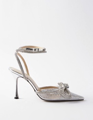 #885-16 VShoes รองเท้าส้นสูงพันข้อ คริสตัลเล็ก Color: silver High: 9cm Size 35 36 37 38 39 40