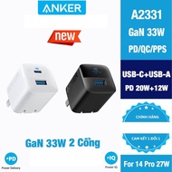 Cốc sạc nhanh 2 cổng Anker 323 33W A2331 cho các dòng điện thoại