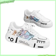 Anime Cat and Mouse Board Shoes Casual Shoes Canvas High-Top Men's Shoes White Elevator Shoes
