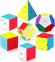 Roxenda Speed Cube Set, Speed Cube Bundle of 2x2 3x3 4x4 Megaminx Windmill Mirror Cube and Pyramid C