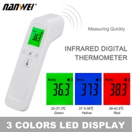 NANWEI หน้าผากอินฟราเรดดิจิตอลแบบไม่สัมผัสอุณหภูมิของร่างกายอุปกรณ์การวัดความแม่นยำสูงพร้อมสัญญาณเตือนไข้