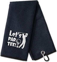DYJYBMY Let's Par Tee Funny Golf Towel, Embroidered Golf Towels for Golf Bags with Clip, Men's Golf Accessories, Birthday Gifts for Golf Fan, Retirement Gift for Dad Mom Boss Colleague