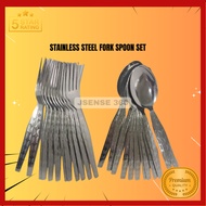 Sudu Garfu Stainless Steel Fork Spoon Set Thick Quality Cutlery Dinner Tableware Tebal Tahan Peralatan Makan Dapur