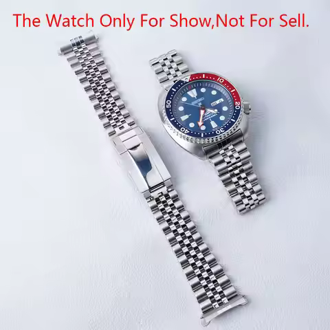 Roalmy 22mm Hollow Curved Watch Band Jubilee Bracelet Oyster Folding Safety Buckle For Seiko Prospex