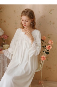 New store opening 50% discount for only three daysCotton Victorian Night Dress Women Lace White Ruff