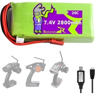 Bateri Lipo 7.4V 2800mAh 20C dengan Palam JST untuk Penerima/Pemancar RadioLink RC3S RC4GS RC6GS MC-