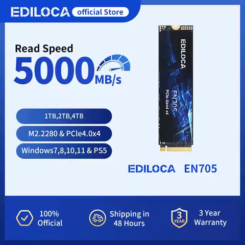 Ediloca EN705 M.2 2280 SSD 5000MB/s PCIe Gen4.0x4 NVMe SSD Internal Solid State Drive PS5 Dynamic SL