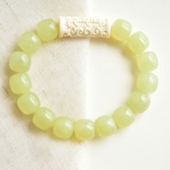 【春歸】精品天然和田玉黃口料大尺寸老型珠猛獁象牙六子真言手串