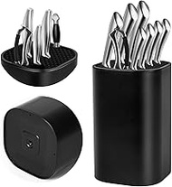 Ninonly Black Knife Block Without Knives 3 in 1 Universal Square Knife Holder Without Knives with Sc