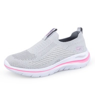 SKECHERS Gowalk ผู้หญิงฤดูร้อน-Quick Getaway Sneaker-321668-Grey ผู้หญิงคลาสสิก Fit ผู้หญิง Gorun Mat Arch รองเท้าผู้ชาย Gowalk Arch Fit-Togpath รองเท้าลำลองผู้หญิง Street Wear Delson 3.0 Cabrino รองเท้า