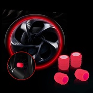 4Pcs Red Luminous Wheels Cap Tire Valve Stem, Glow Luminous at Night, Illuminated Auto Car Wheel Val