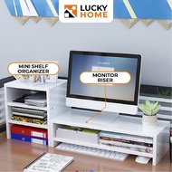 🇸🇬LuckyHome🔥 Wooden Monitor Riser Stand/Ergonomic Laptop Stand/Desk Organizer Keyboard Storage