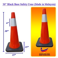 30" Safety Traffic Cone PVC Traffic Safety Cone Carpark Cone Road Block With Reflective Sticker Blac