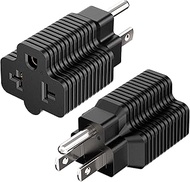 [2Pack] 4-in-1 15 Amp Household AC Plug to 20 Amp T Blade Adapter,5-15P to 5-20R,5-15P to 6-15R,5-15