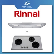 RINNAI RH-S95A-SSVR 90CM SLIMLINE HOOD + RINNAI RB-3SI (RB3SI) 3 BURNER INNER FLAME STAINLESS STEEL GAS HOB