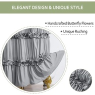 Homechoice Decor Victorian Ruffle Shower Curtain, Tirai Mandi Vintage Buatan Tangan dengan Reka Bent