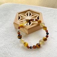 髮晶 黃虎眼 金運 防小人 天然水晶 日本手作 禮物 能量石手鍊