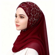 MSRC Breathable Muslim Instant Turban Chiffon Solid Color Islamic Crinkle Shawl Full Cover Islamic