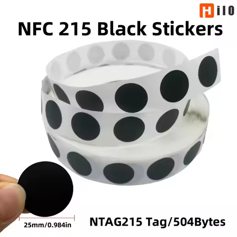 Black Ntag 215 NFC Phone Available RFID Tags Stickers Adhesive Label NFC Ntag215 13.56MHz Self-adhes